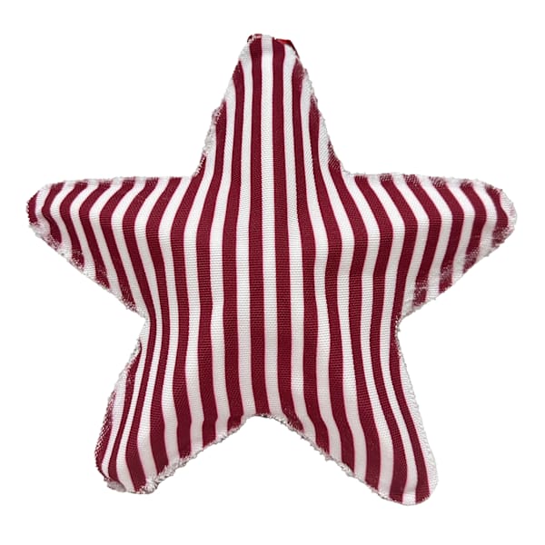 Homespun Patriotic Red Striped Fabric Wrapped Star, 8.5"
