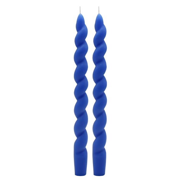 2-Pack Blue Twisted Taper Candles, 10"