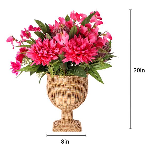 Pink Flower Arrangement in Woven Pot, 20"