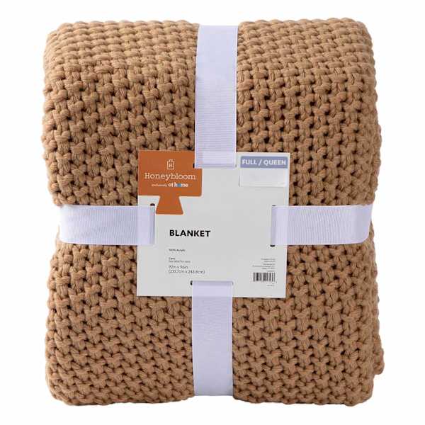 Honeybloom Brown Sweater Knit Bed Blanket, Full/Queen