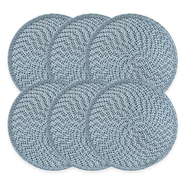 Set of 6 Pila Navy Blue Round Placemats, 15"