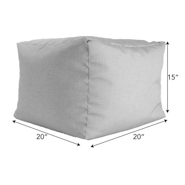 Turquoise Canvas Outdoor Pouf, 20"