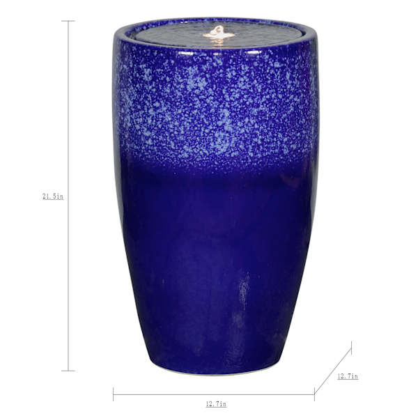 Blue Pre-Lit Ceramic Outdoor Fountain, 22"