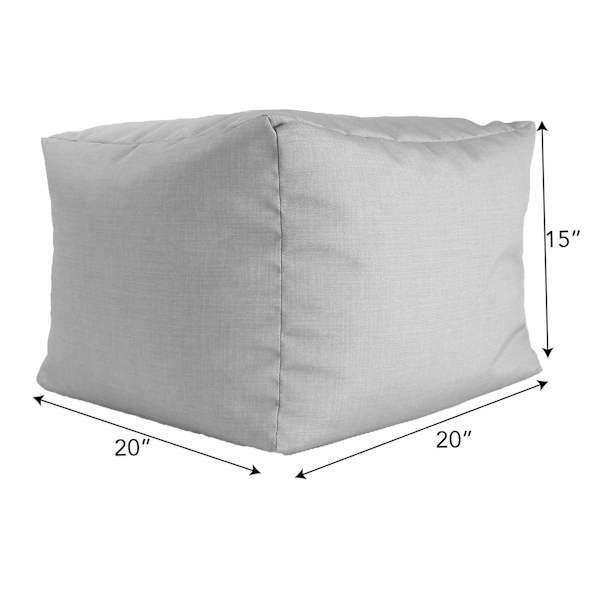 Black Awning Striped Outdoor Pouf, 20"