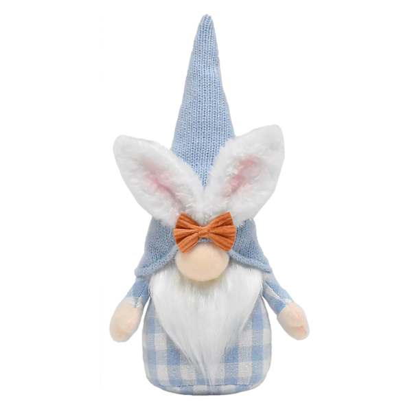 Homespun Easter Blue Bunny-Gnome Table Decor, 9"