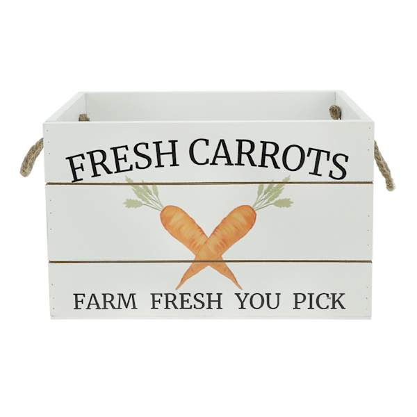 Homespun Easter White Wood Fresh Carrots Bin, 12"