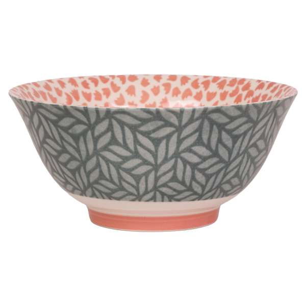 Blue & Coral Geo Print Bowl, 6"