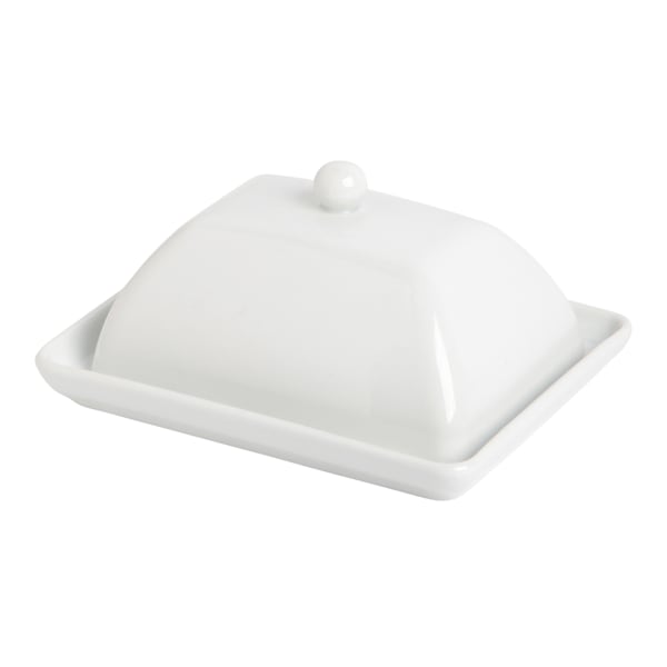 White Tapered Butter Dish, 7"