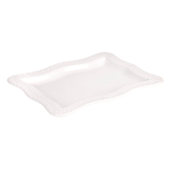 White Serving Platter with Wavy Lace Edge, 14"