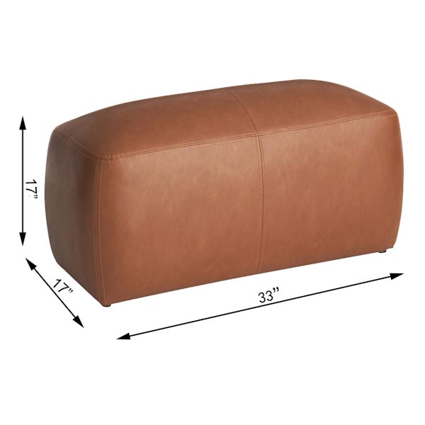 Honeybloom Beau Cognac Faux Leather Bench