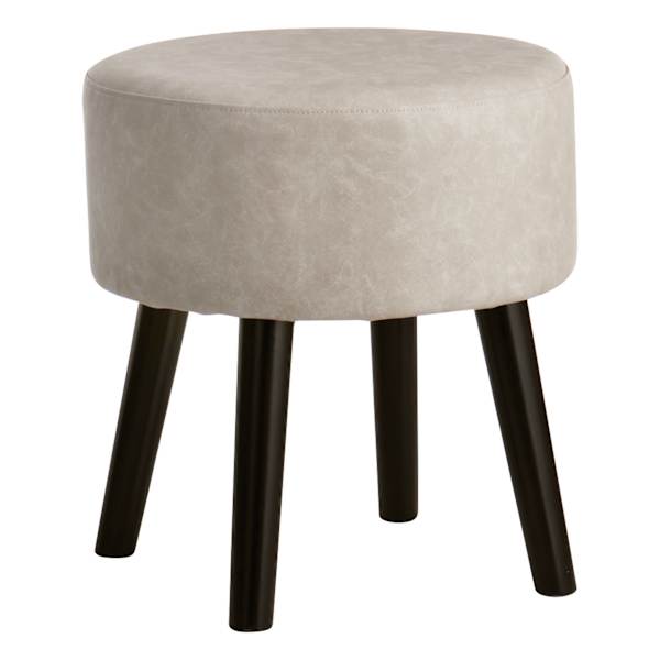 Emmy Stool with Black Wooden Legs, Grey Faux Leather