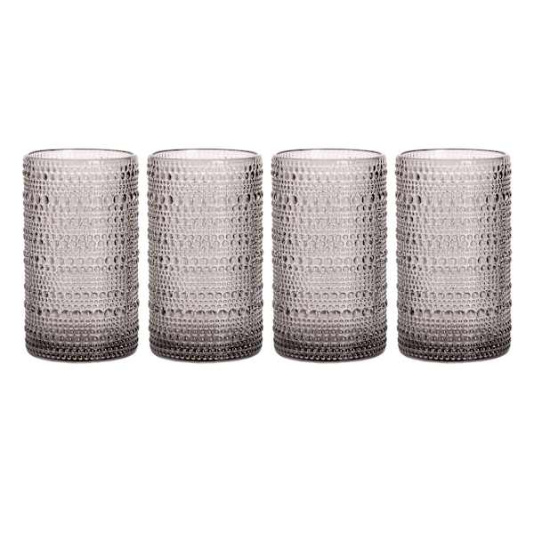 Set of 4 Spectra Smoke Grey Highball Glasses, 15oz