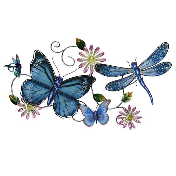Metal Glass Butterfly & Dragonfly Wall Decor, 31"