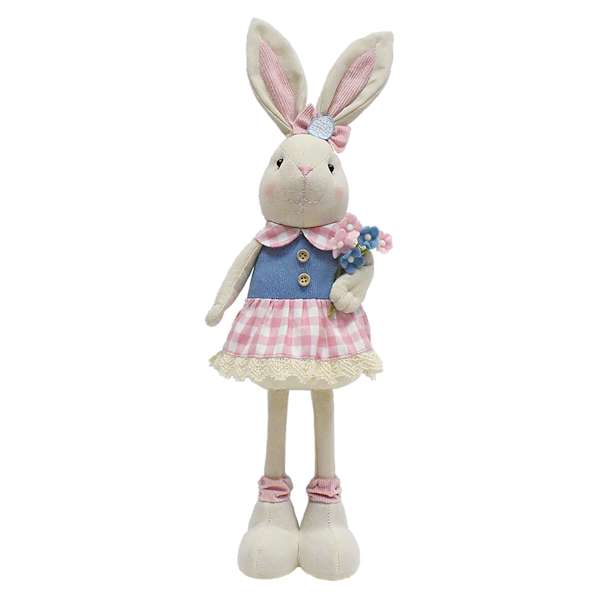 Homespun Easter Fabric Bunny with Tulip, 21"