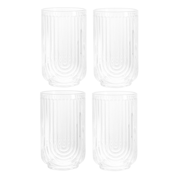 Apollo Set of 4 Clear Highball Glasses, 17oz
