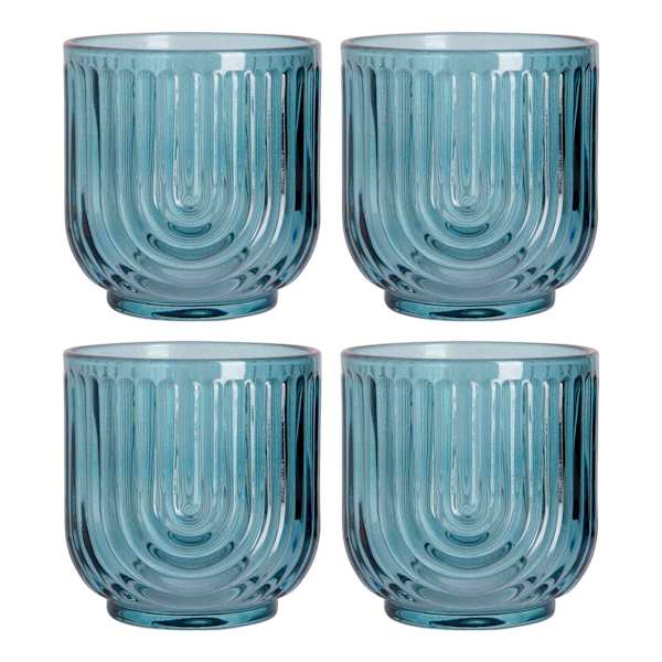 Apollo Set of 4 Blue Arch Double Old Fashioned Glasses, 11oz