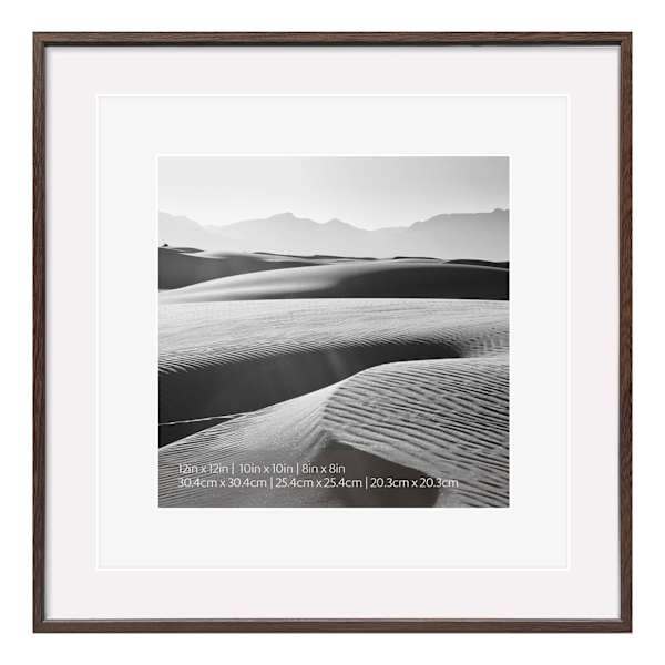 12x12 Walnut Thin Matted to 10x10 & 8x8 Wall Frame