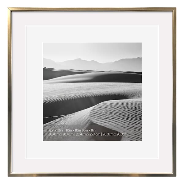 12x12 Champagne Thin Matted to 10x10 & 8x8 Wall Frame
