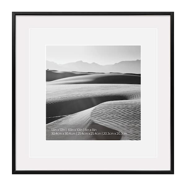 12x12 Black Thin Matted to 10x10 & 8x8 Wall Frame