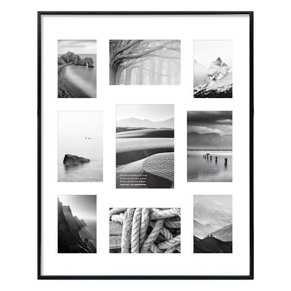 9-Opening Black Thin Collage Picture Frame, 16x20