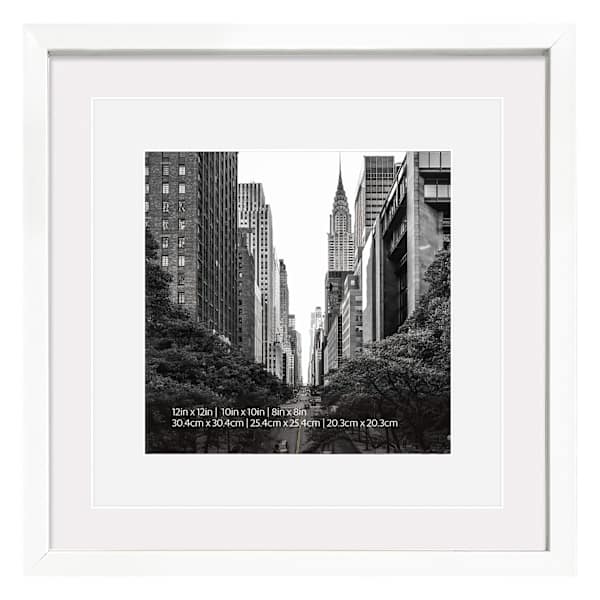 12x12 White Matted to 10x10 & 8x8 Wall Frame