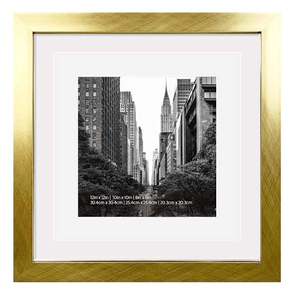 12x12 Gold Wide Matted to 10x10 & 8x8 Wall Frame