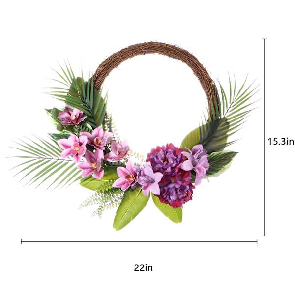 Purple Flowers Half Wreath, 22"