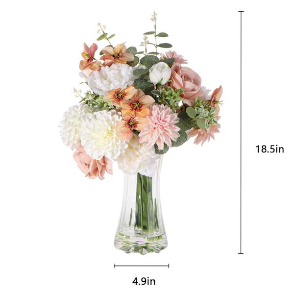 Flower Arrangement in Glass Vase, 18.5"