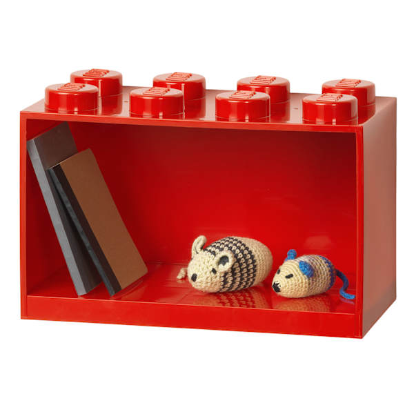 8-Knobs Lego Brick Shelf, Red