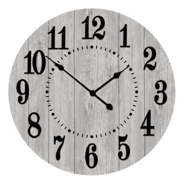 Grey-washed Wood Plank Wall Clock, 14"
