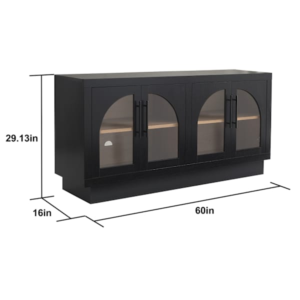 Lainey Wood & Glass Media Cabinet, Black