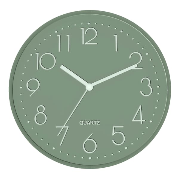 Monotone Green Wall Clock, 12"