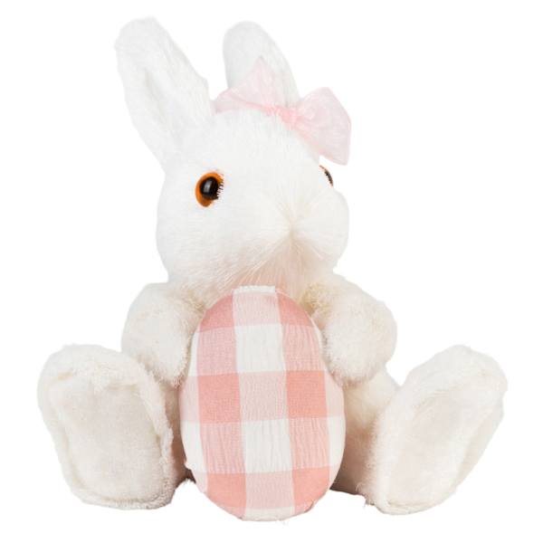 Homespun Easter White Plush Rabbit, 7"