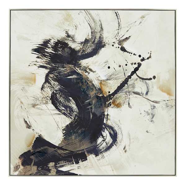 Crosby St. Abstract Hand Painted Wall Art with Black & Silver Frame, 40"