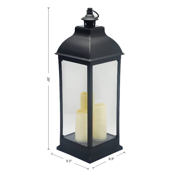Black Outdoor Solar Lantern, 25"