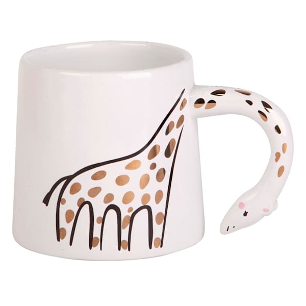 White Giraffe Handle Mug, 14oz