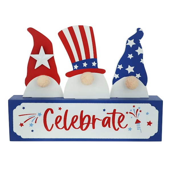 Sunny Club Patriotic Gnomes Table Sign, 10"