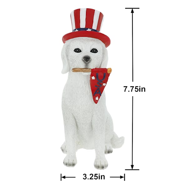 Homespun Patriotic Dog Figurine, 7.75"