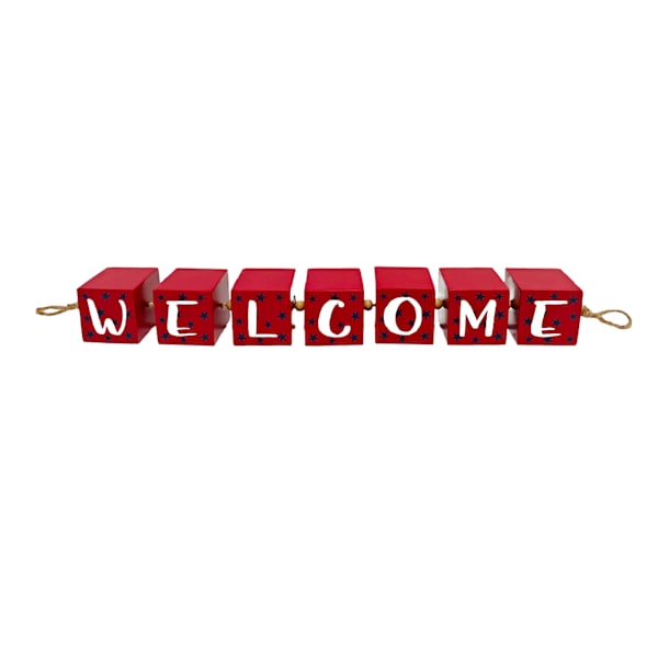 Freedom or Welcome Red Reversible Block Garland