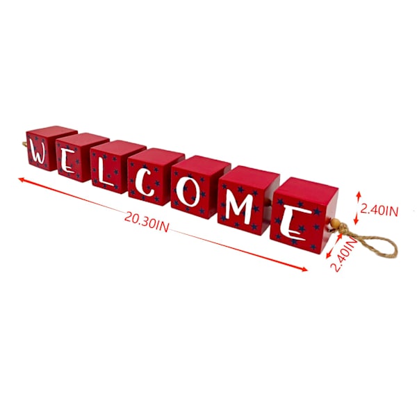 Freedom or Welcome Red Reversible Block Garland