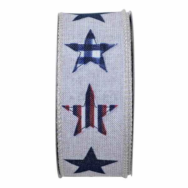 Americana Plaid Stars Wired Ribbon