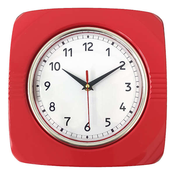 10D Retro Red Square Wall Clock