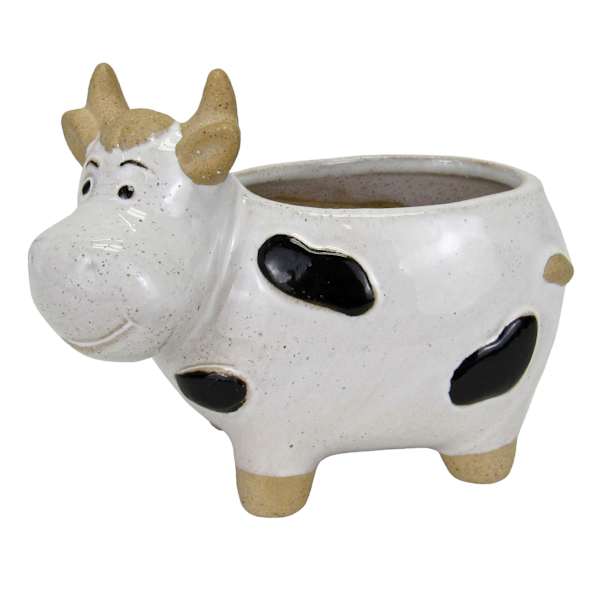 Indoor Cow Ceramic Pot, Extra Small