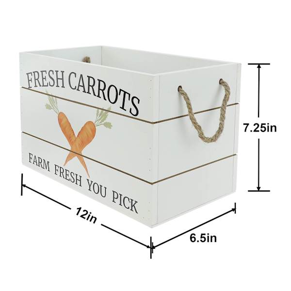 Homespun Easter White Wood Fresh Carrots Bin, 12"