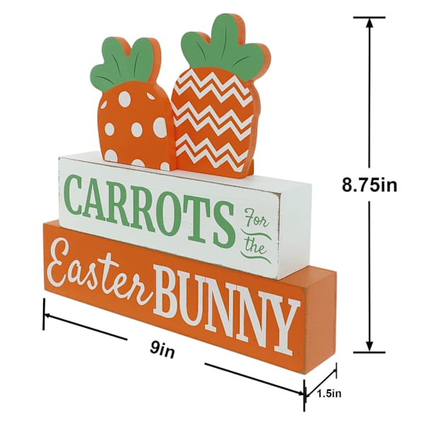 Homespun Easter Orange & White Easter Carrots Table Block Sign, 9"