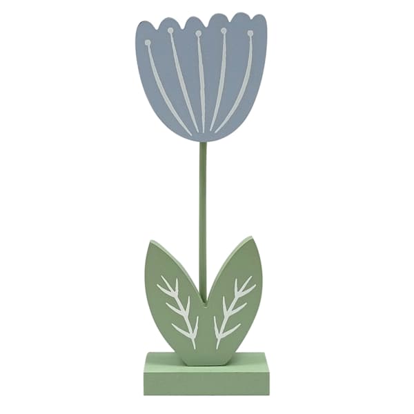 Homespun Easter Blue Flower Table Decor, 9"