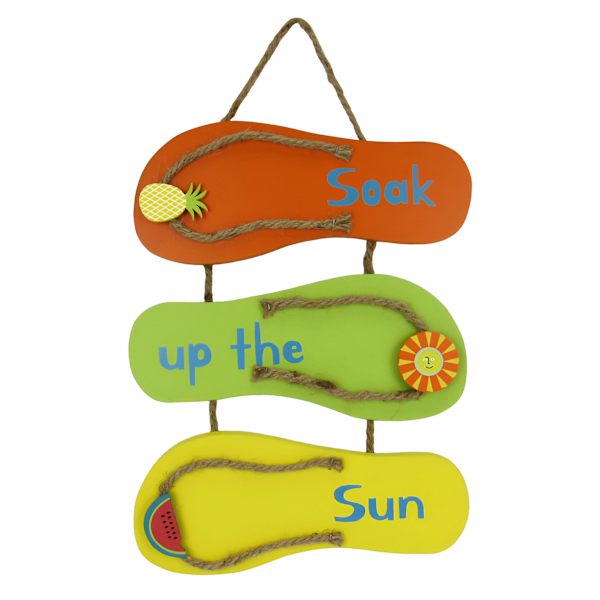 Sunny Club Soak Up the Sun Sandals Outdoor Wall Decor, 14"