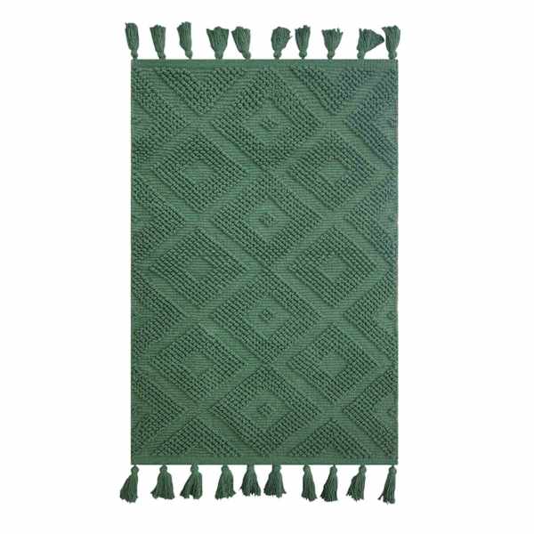Green High-Low Diamond Handwoven Accent Rug, 27x45