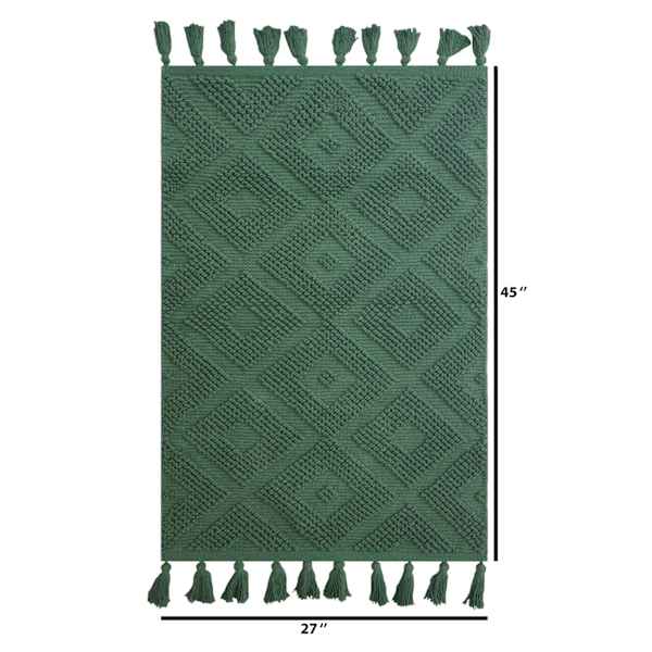 Green High-Low Diamond Handwoven Accent Rug, 27x45