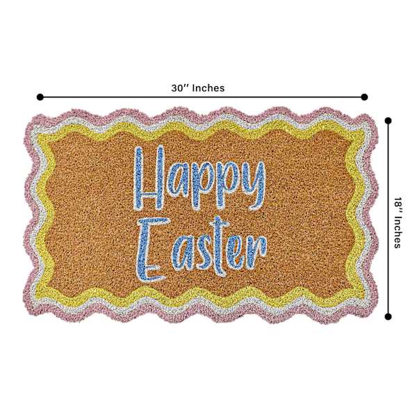 Homespun Easter Happy Easter Wavy Border Coir Mat, 18x30